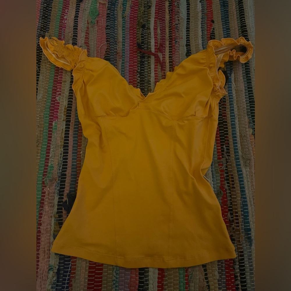 yellow off the shoulder top